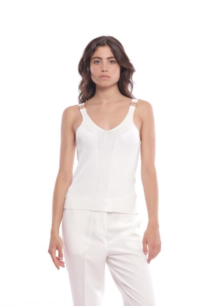 MIMÌ MUÀ Firenze AFAM-3680 Top bianco con anelli