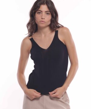 MIMÌ MUÀ Firenze AFAM-3680 Top nero con anelli