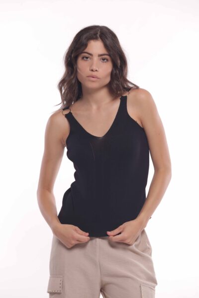 MIMÌ MUÀ Firenze AFAM-3680 Top nero con anelli