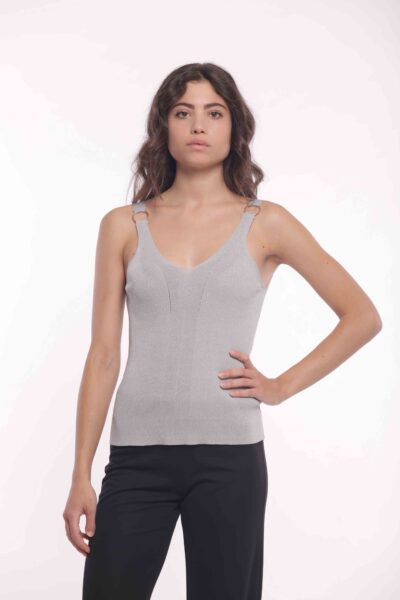 MIMÌ MUÀ Firenze AFAM-3680 Top grigio con anelli
