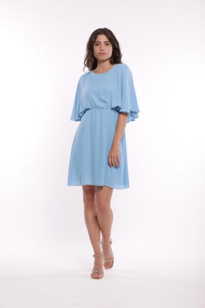 MIMÌ MUÀ Firenze EGAM-4394 Abito corto azzurro in georgette