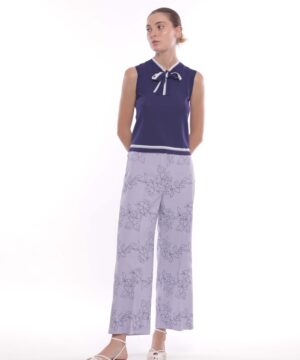 MIMÌ MUÀ Firenze ESAM-2726 Pantalone palazzo fiore ricamato