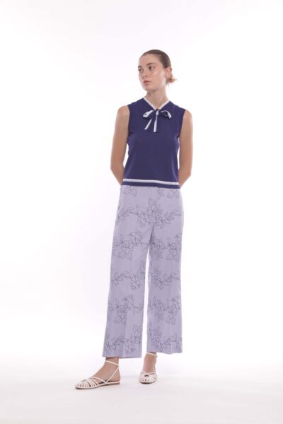 MIMÌ MUÀ Firenze ESAM-2726 Pantalone palazzo fiore ricamato