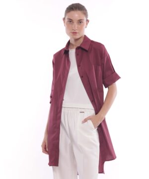 MIMÌ MUÀ Firenze ESAM-4388 Abito amarena a camicia in cotone