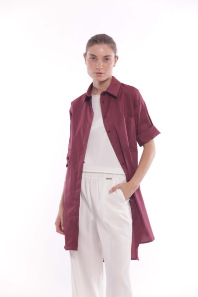 MIMÌ MUÀ Firenze ESAM-4388 Abito amarena a camicia in cotone