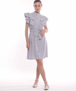 MIMÌ MUÀ Firenze FFAM-4397 Abito chemisier a righe bianco blu