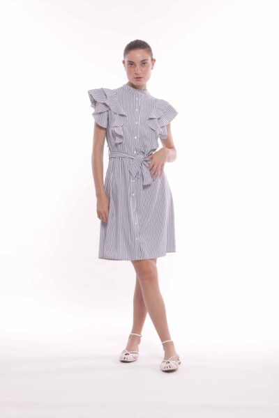 MIMÌ MUÀ Firenze FFAM-4397 Abito chemisier a righe bianco blu