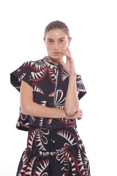 MIMÌ MUÀ Firenze JJAM-1815 Camicia cropped nero fantasia