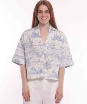 MIMÌ MUÀ Firenze JJAM-1816 Camicia cropped bianco fantasia