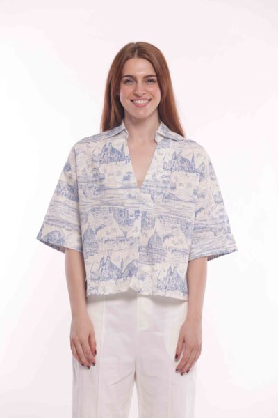 MIMÌ MUÀ Firenze JJAM-1816 Camicia cropped bianco fantasia
