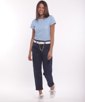 MIMÌ MUÀ Firenze LSAM-2746 Pantalone cargo blu in gabardina