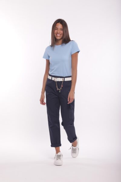 MIMÌ MUÀ Firenze LSAM-2746 Pantalone cargo blu in gabardina