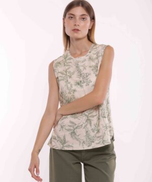 MIMÌ MUÀ Firenze MRAM-1840 Top verde fantasia toile de Jouy