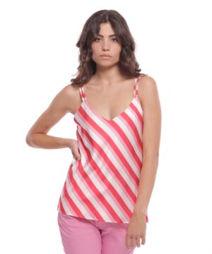 MIMÌ MUÀ Firenze MRAM-1841 Top fantasia stripes rosso panna