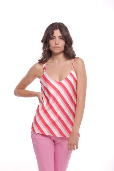 MIMÌ MUÀ Firenze MRAM-1841 Top fantasia stripes rosso panna