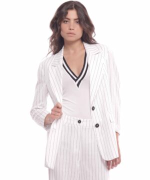 MIMÌ MUÀ Firenze MRAM-6536 Giacca lunga bianco gessata