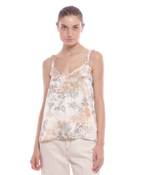 MIMÌ MUÀ Firenze MSAM-1826 Top cammello fantasia foliage