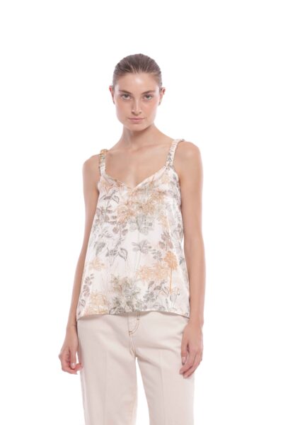 MIMÌ MUÀ Firenze MSAM-1826 Top cammello fantasia foliage