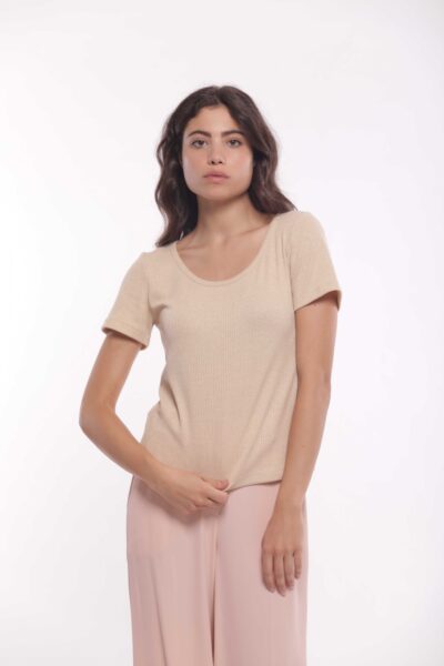 MIMÌ MUÀ Firenze SFAM-1790 T-shirt oro a costine lurex