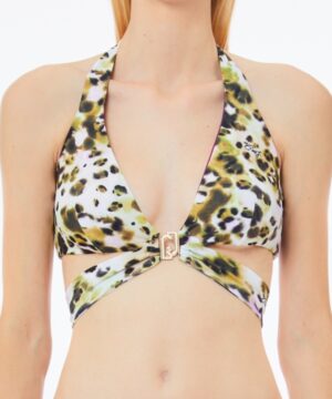 LIU JO VA5016J6448 Triangolo da bagno fantasia animalier verde