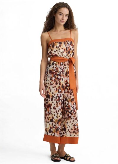 LIU JO VA5149TS806 Tuta lunga in raso fantasia animalier