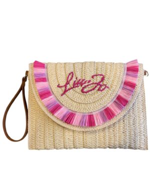 LIU JO VA5212T6476 Pochette in paglia con frange rosa
