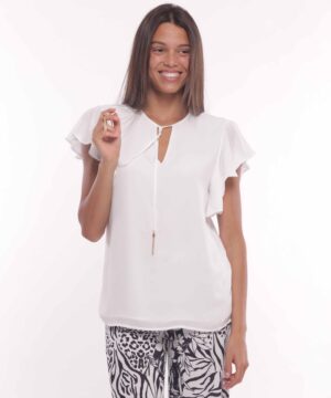MIMÌ MUÀ Firenze ESAM-1805 Blusa bianco in georgette