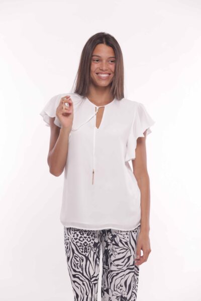 MIMÌ MUÀ Firenze ESAM-1805 Blusa bianco in georgette