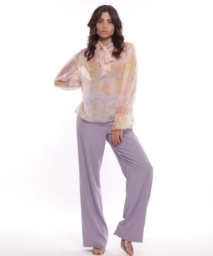 MIMÌ MUÀ Firenze ESAM-2727 Pantalone palazzo fiammato lilla