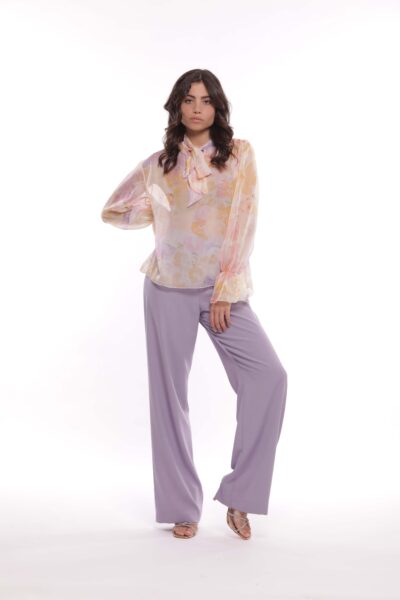 MIMÌ MUÀ Firenze ESAM-2727 Pantalone palazzo fiammato lilla