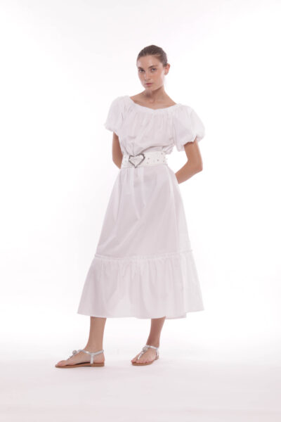 MIMÌ MUÀ Firenze JJAM-4398 Abito lungo bianco in cotone