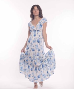 MIMÌ MUÀ Firenze JJAM-4402 Abito lungo bianco fantasia