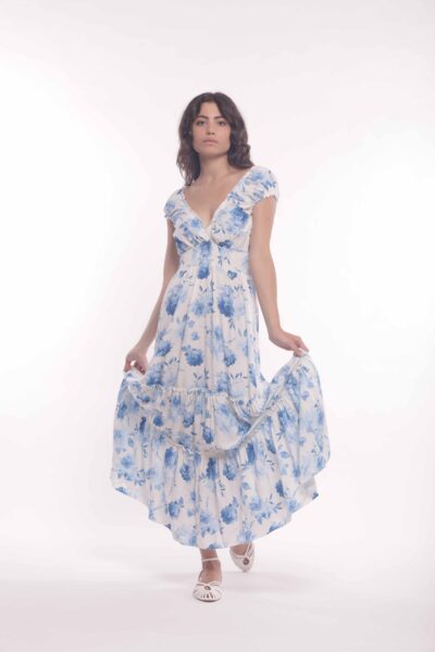 MIMÌ MUÀ Firenze JJAM-4402 Abito lungo bianco fantasia