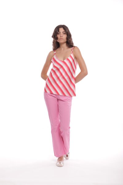 MIMÌ MUÀ Firenze LSAM-2743 Pantalone flare rosa in gabardina