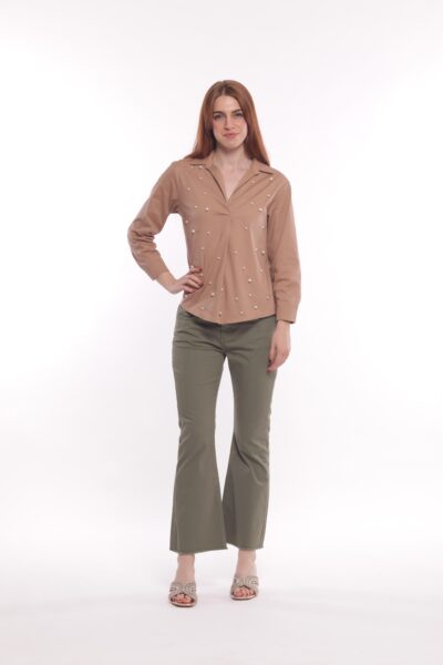 MIMÌ MUÀ Firenze LSAM-2743 Pantalone flare verde in gabardina