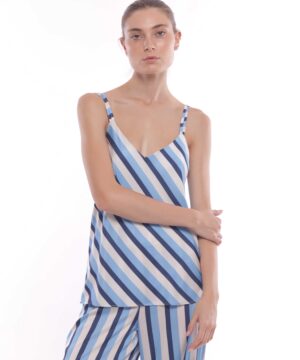 MIMÌ MUÀ Firenze MRAM-1841 Top fantasia stripes blu celeste