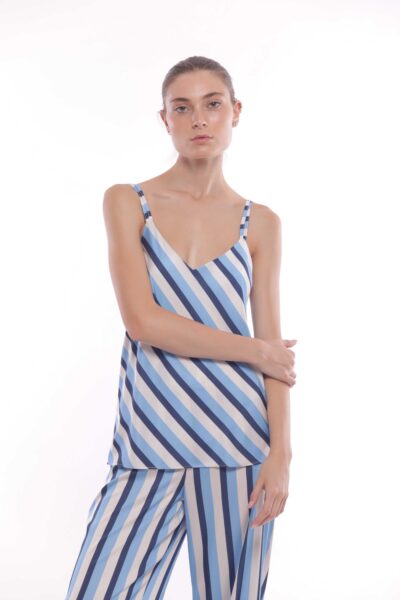 MIMÌ MUÀ Firenze MRAM-1841 Top fantasia stripes blu celeste