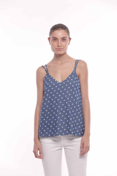 MIMÌ MUÀ Firenze MRAM-1846 Top chambray ricamato