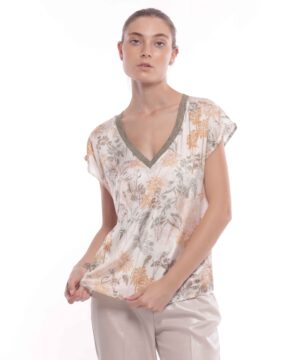MIMÌ MUÀ Firenze MSAM-1825 Blusa fantasia foliage cammello
