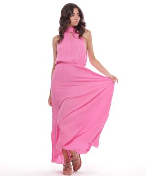 MIMÌ MUÀ Firenze MSAM-4418 Abito lungo plissé fucsia georgette