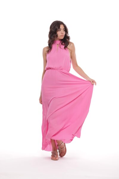 MIMÌ MUÀ Firenze MSAM-4418 Abito lungo plissé fucsia georgette