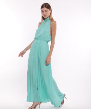 MIMÌ MUÀ Firenze MSAM-4418 Abito lungo plissé verde georgette
