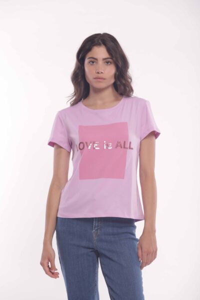 MIMÌ MUÀ Firenze SFAM-1770 T-shirt ciclamino "Love is All"