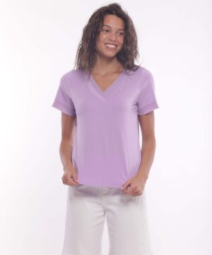MIMÌ MUÀ Firenze SFAM-1795 T-shirt lilla con dettagli georgette