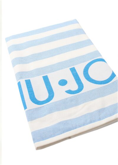 LIU JO VA5198T0300 Telo mare a righe blu con logo