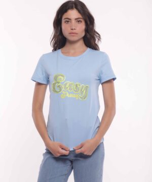 MIMÌ MUÀ Firenze SFAM-1767 T-shirt celeste "Easy Peasy"