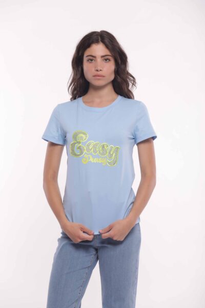 MIMÌ MUÀ Firenze SFAM-1767 T-shirt celeste "Easy Peasy"