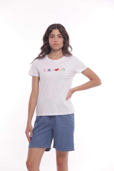 MIMÌ MUÀ Firenze SFAM-1780 T-shirt bianco "L'amour"