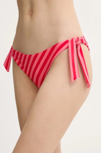 LIU JO VA5132J6448 Slip da bagno rosso stampa righe con fiocchi