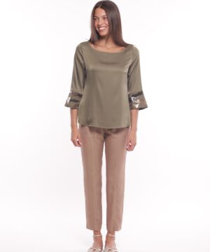 MIMÌ MUÀ Firenze ARAM-2777 Pantalone in tencel cammello